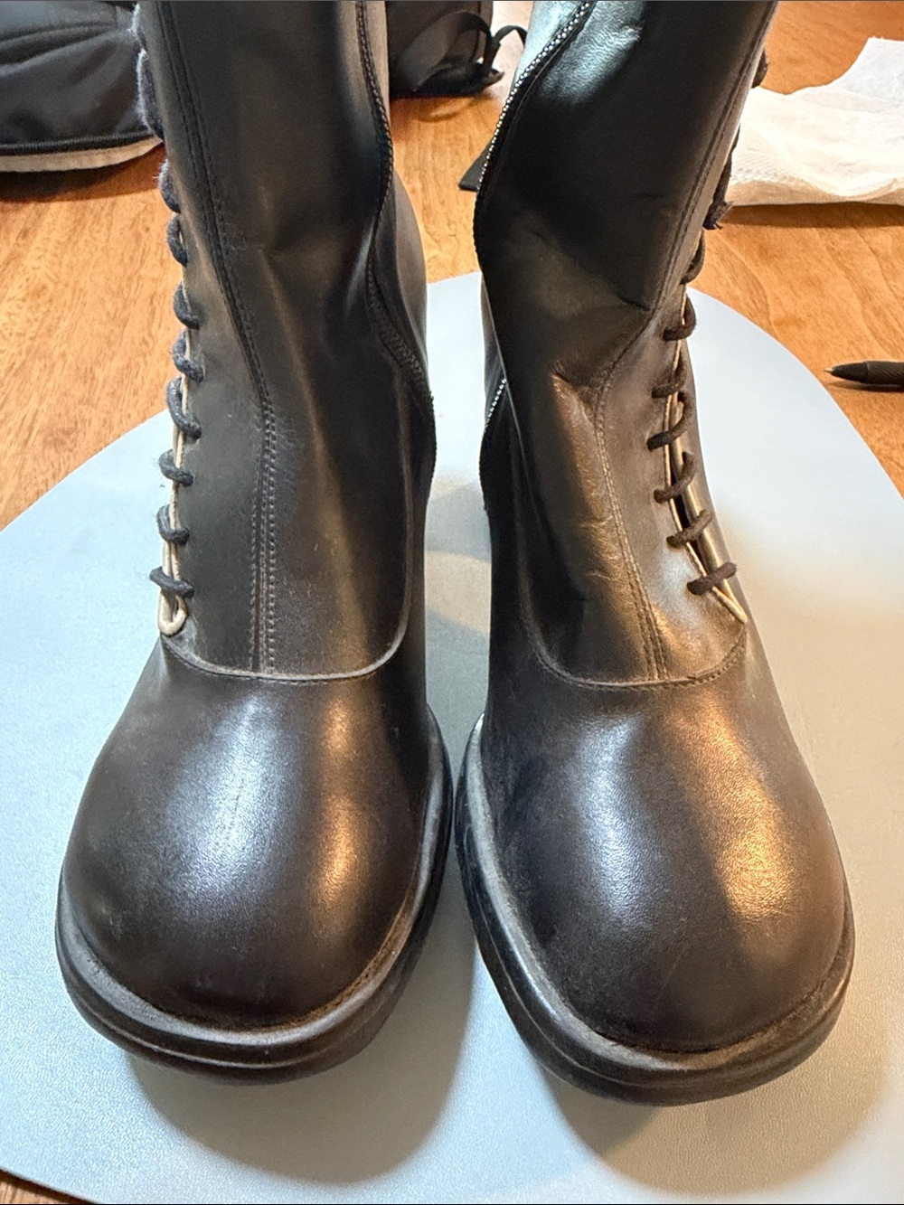 John Fluevog "Sugar" Mini Lace-Up Leather Boots – Black 8